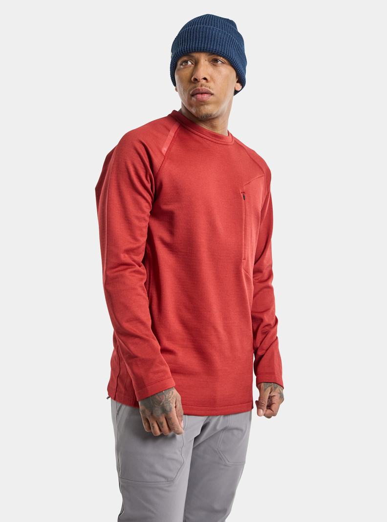 Red Burton Multipath Grid Crewneck Fleece Men's Sweatshirts | UJHWPE657