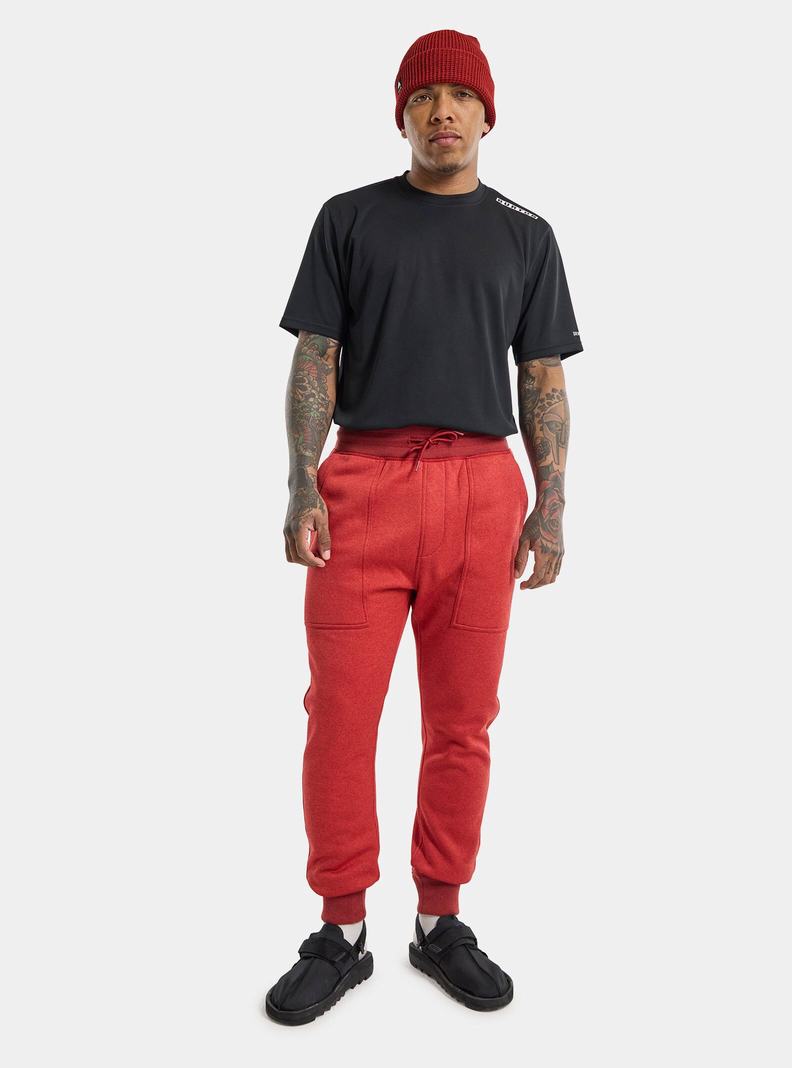 Red Burton Oak Fleece Men's Pants | IGVBOT915