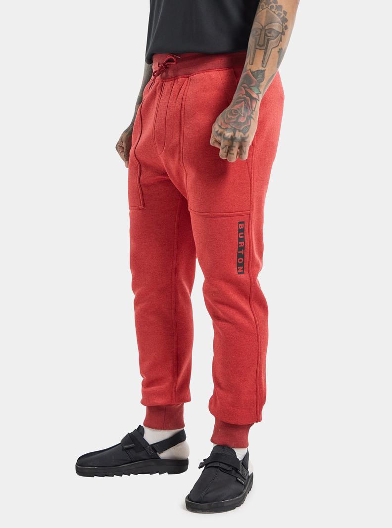 Red Burton Oak Fleece Men's Pants | IGVBOT915