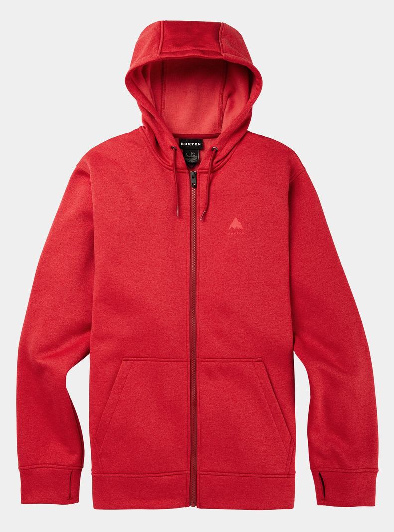 Red Burton Oak Full-Zip Hoodie Men\'s Sweatshirts | JHWPOB260