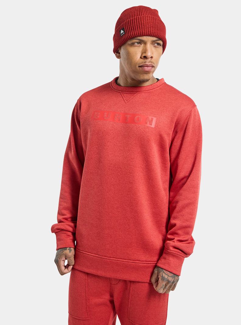 Red Burton Oak Pullover Crew Men's Sweatshirts | GFEOJK268