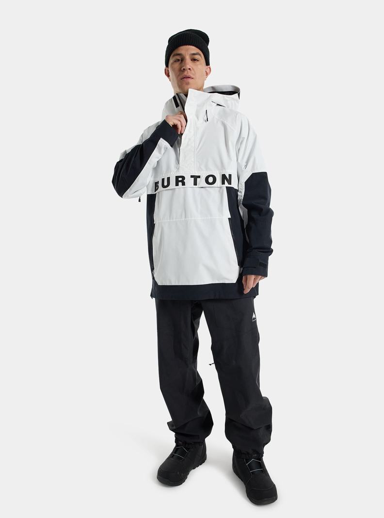 White / Black Burton Frostner 2L Anorak Men's Ski Jackets | HGABQJ468