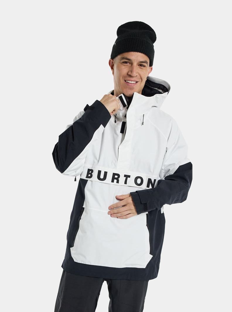 White / Black Burton Frostner 2L Anorak Men's Ski Jackets | HGABQJ468