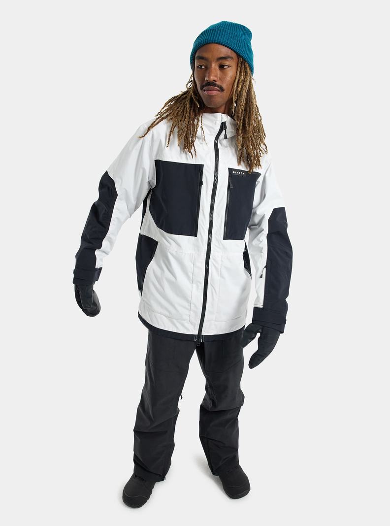 White / Black Burton Frostner 2L Men's Ski Jackets | XECFTW294