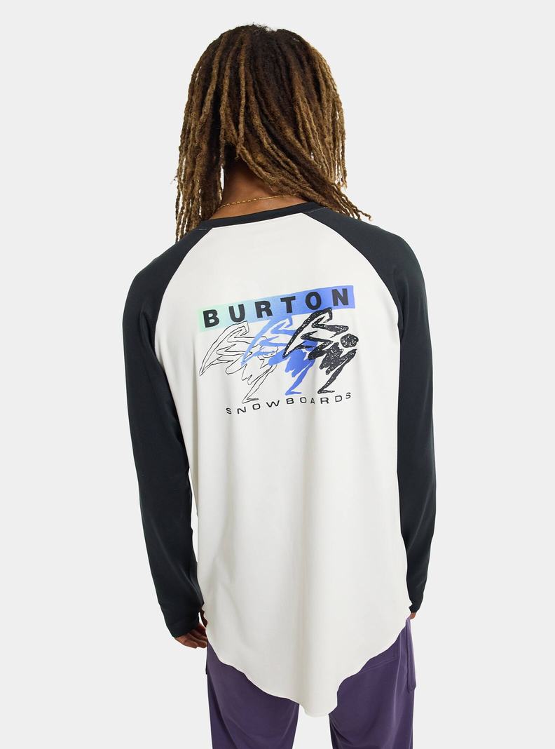 White / Black Burton Roadie Men's Base Layer Top | QZOWRB708