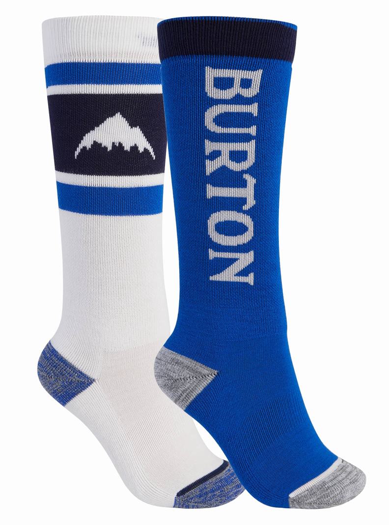 White / Blue Burton Weekend Midweight (2 Pack) Kids\' Socks | NSEJTC715