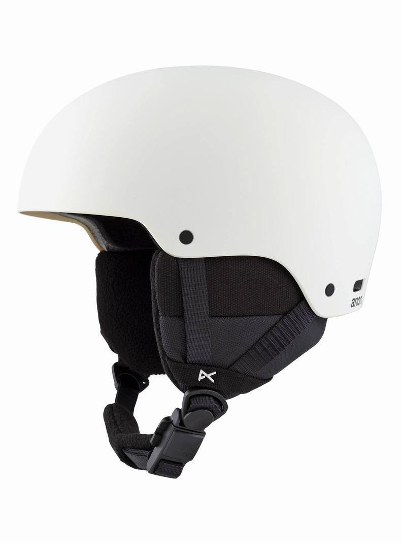 White Burton Anon Rime 3 Kids' Snowboard Helmets | MNABDK925