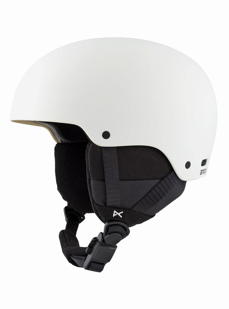 White Burton Anon Rime 3 Round Fit Kids' Snowboard Helmets | VYHRNT976