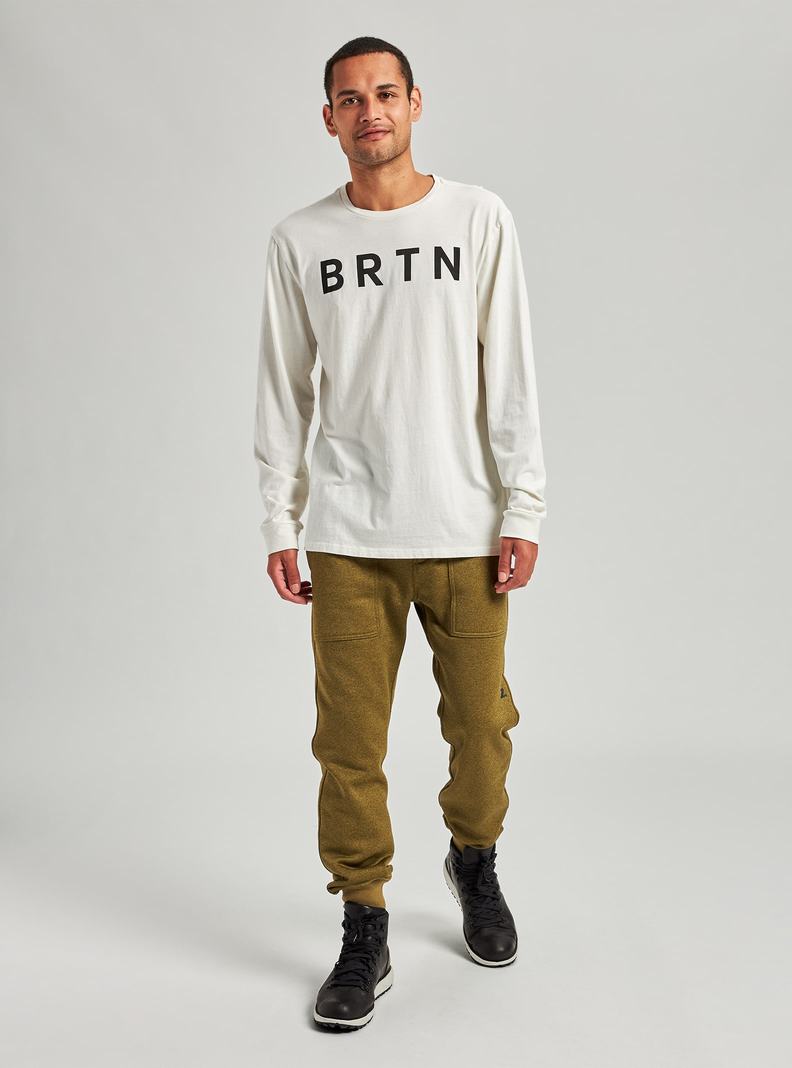 White Burton BRTN Long Sleeve Men's T-Shirts | ZKRTXG310