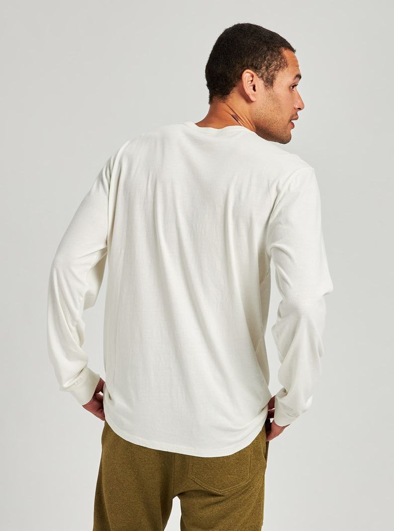 White Burton BRTN Long Sleeve Men's T-Shirts | ZKRTXG310