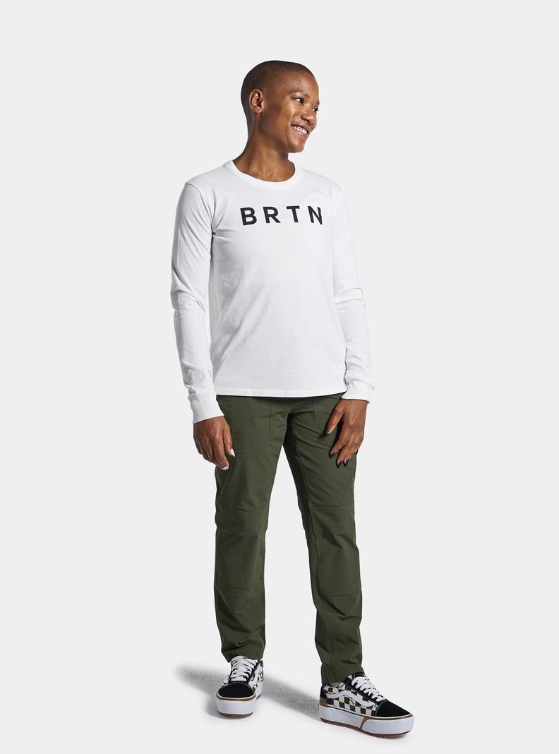 White Burton BRTN Long Sleeve Women's T-Shirts | YHZNDP453