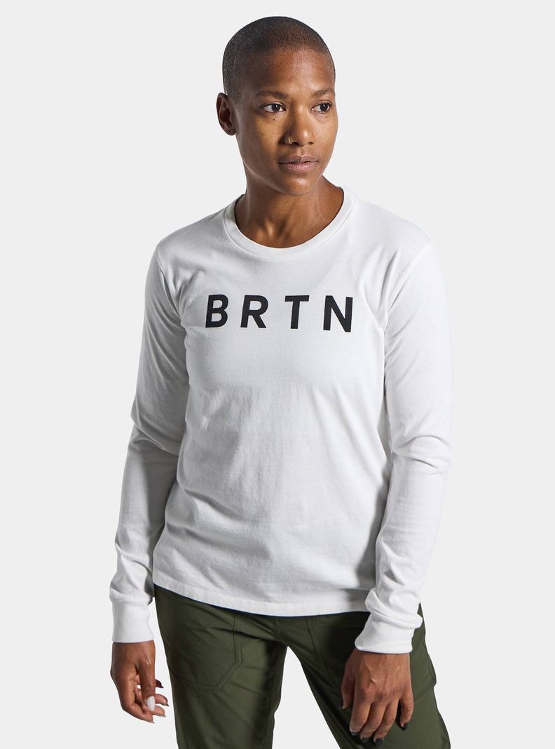 White Burton BRTN Long Sleeve Women's T-Shirts | YHZNDP453