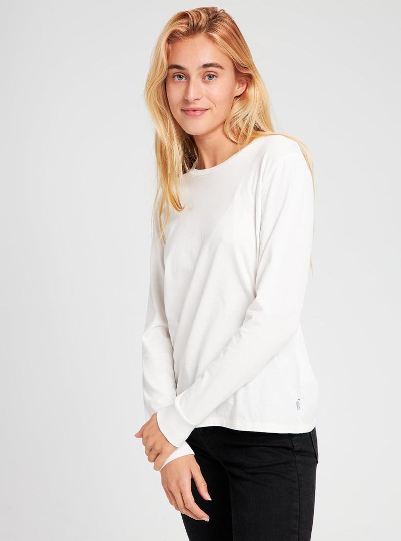 White Burton Classic Blank Long Sleeve Women's T-Shirts | GQNVIJ093