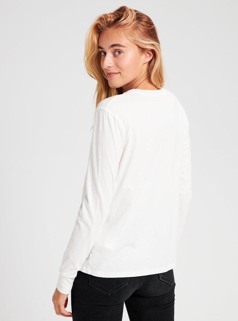 White Burton Classic Blank Long Sleeve Women's T-Shirts | GQNVIJ093