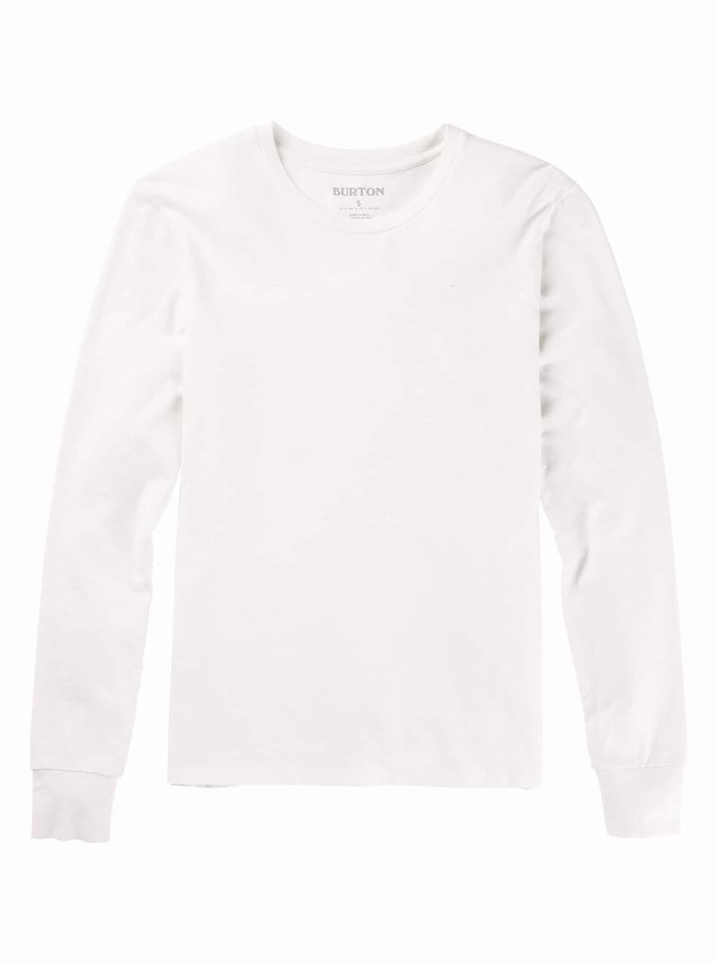 White Burton Classic Blank Long Sleeve Women\'s T-Shirts | GQNVIJ093