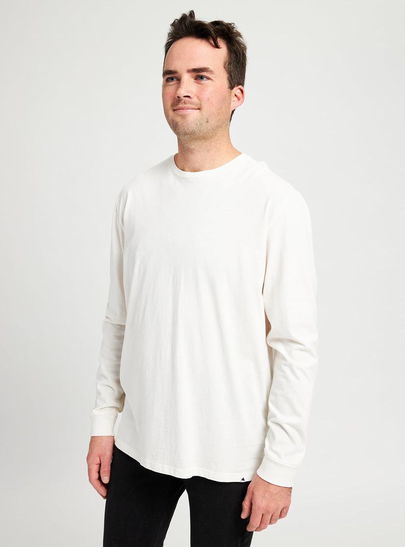 White Burton Classic Long Sleeve Men's T-Shirts | UIPLZT356