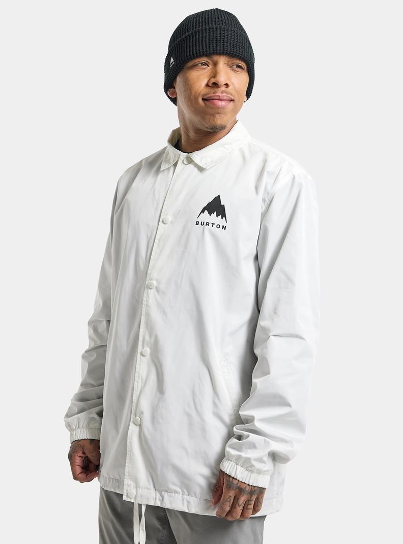 White Burton Coaches Men's Ski Jackets | LMRAQN368