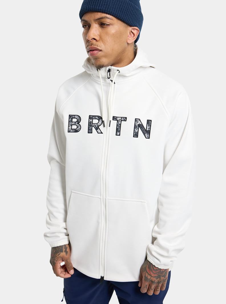 White Burton Crown Weatherproof Full-Zip Fleece Men's Sweatshirts | HBMRFA482