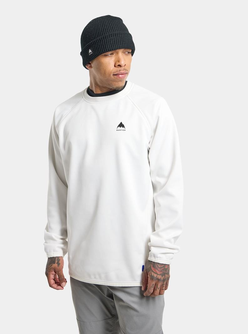 White Burton Crown Weatherproof Pullover Crew Men's Sweatshirts | IJCHPN023