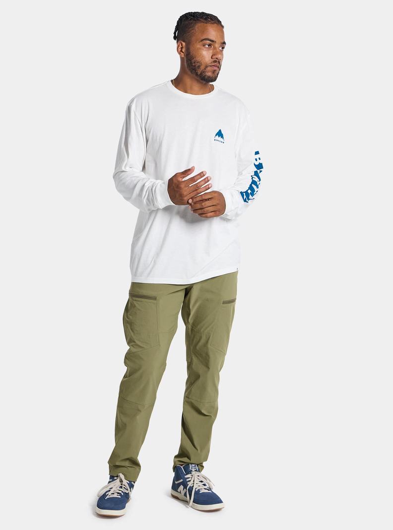 White Burton Elite Long Sleeve Men's T-Shirts | NDFAVG984