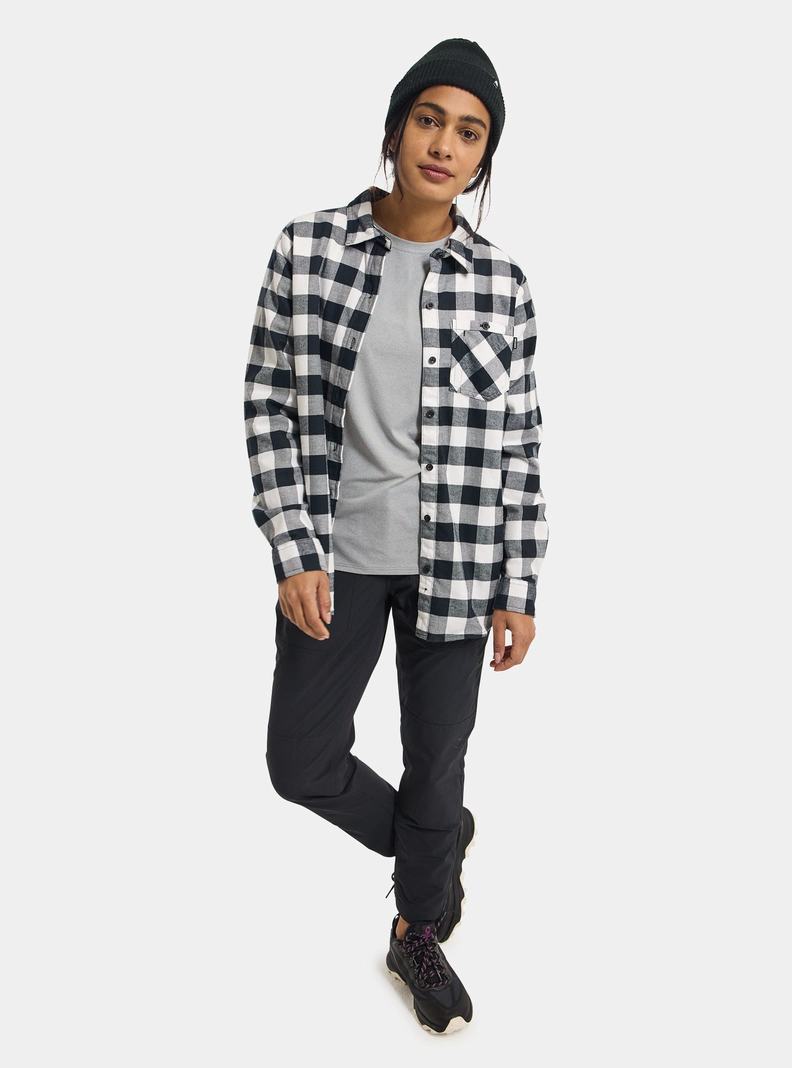 White Burton Favorite Long Sleeve Flannel Women's Shirts | IRXUDZ685