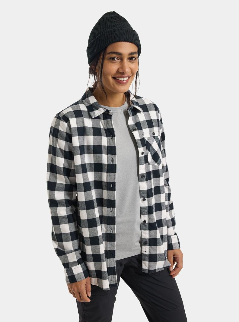 White Burton Favorite Long Sleeve Flannel Women's Shirts | IRXUDZ685