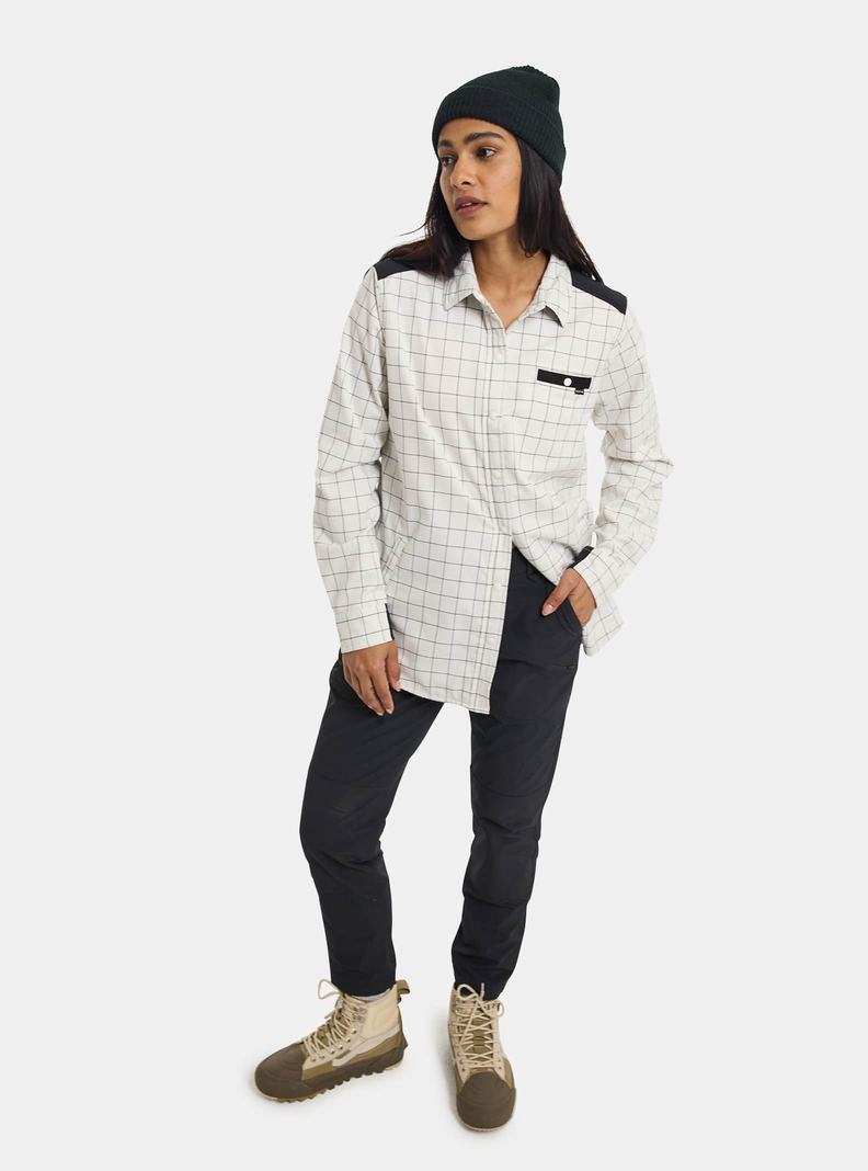 White Burton Favorite Performance Long Sleeve Flannel Women's Shirts | HGEKOC396