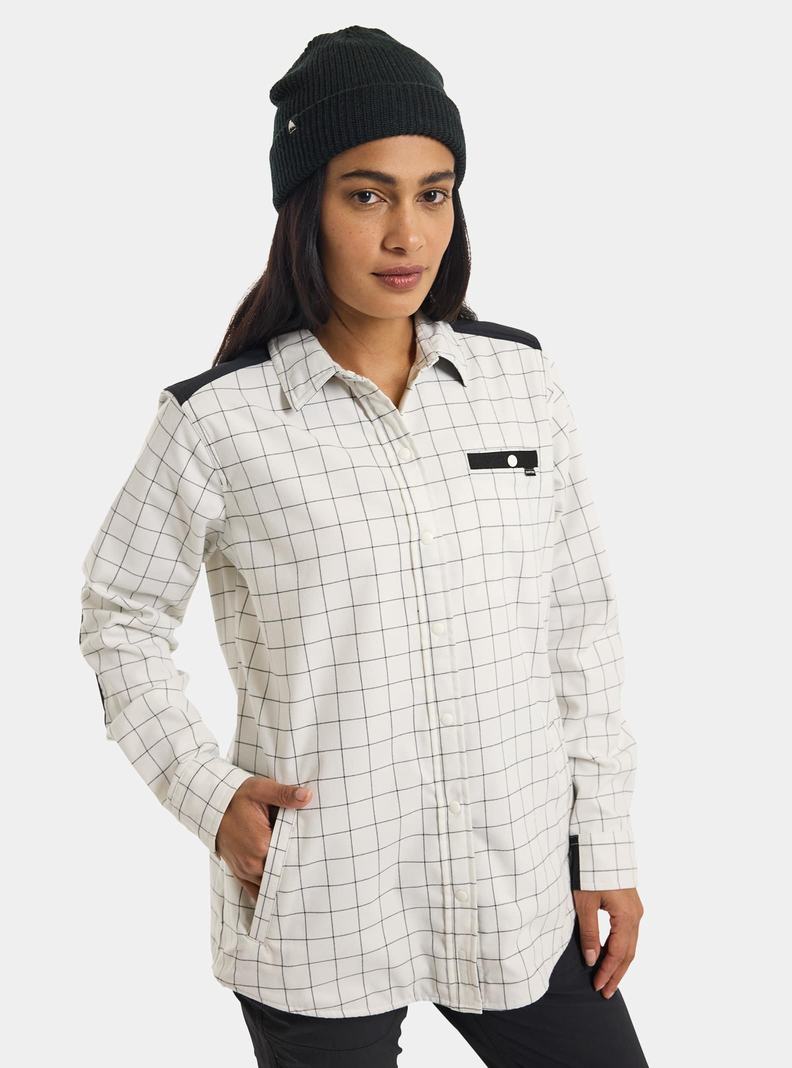 White Burton Favorite Performance Long Sleeve Flannel Women's Shirts | HGEKOC396