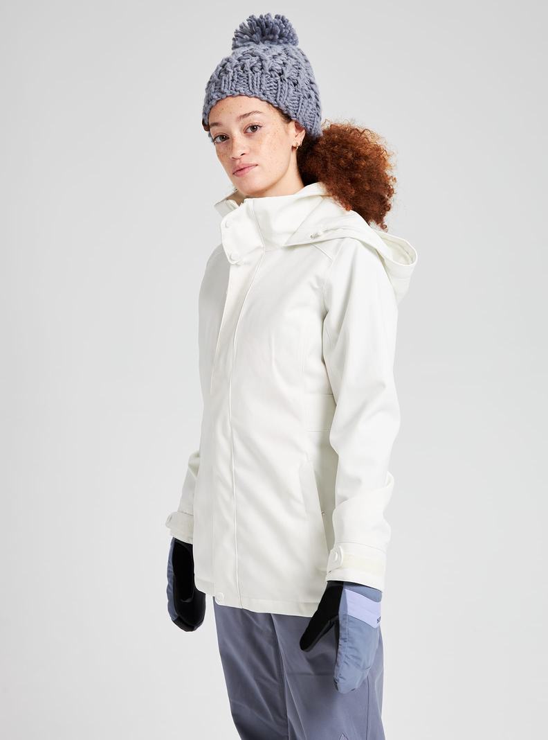 White Burton Jet Set Women's Ski Jackets | FWAOJM839