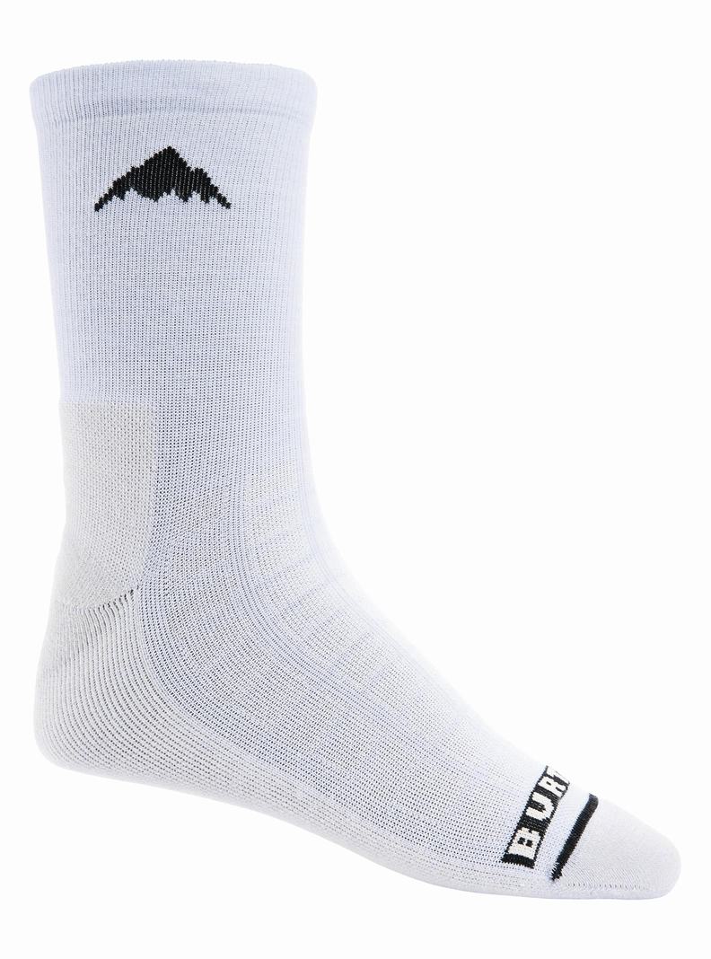 White Burton Lightweight Crew Men\'s Socks | YNZHDW159