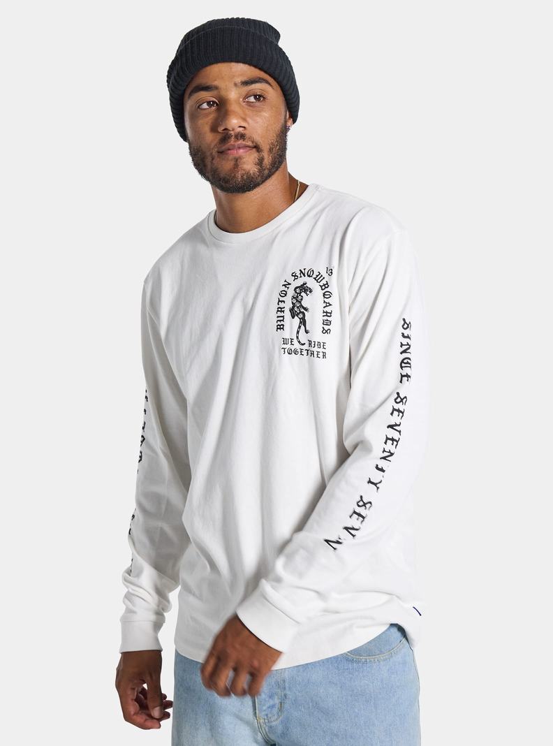 White Burton Name Dropper Long Sleeve Men's T-Shirts | NAZKXP839