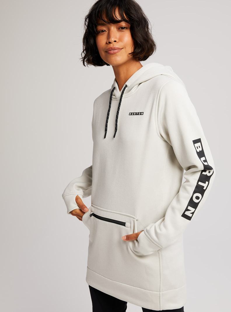 White Burton Oak Long Pullover Women's Hoodies | ZCNOJX072