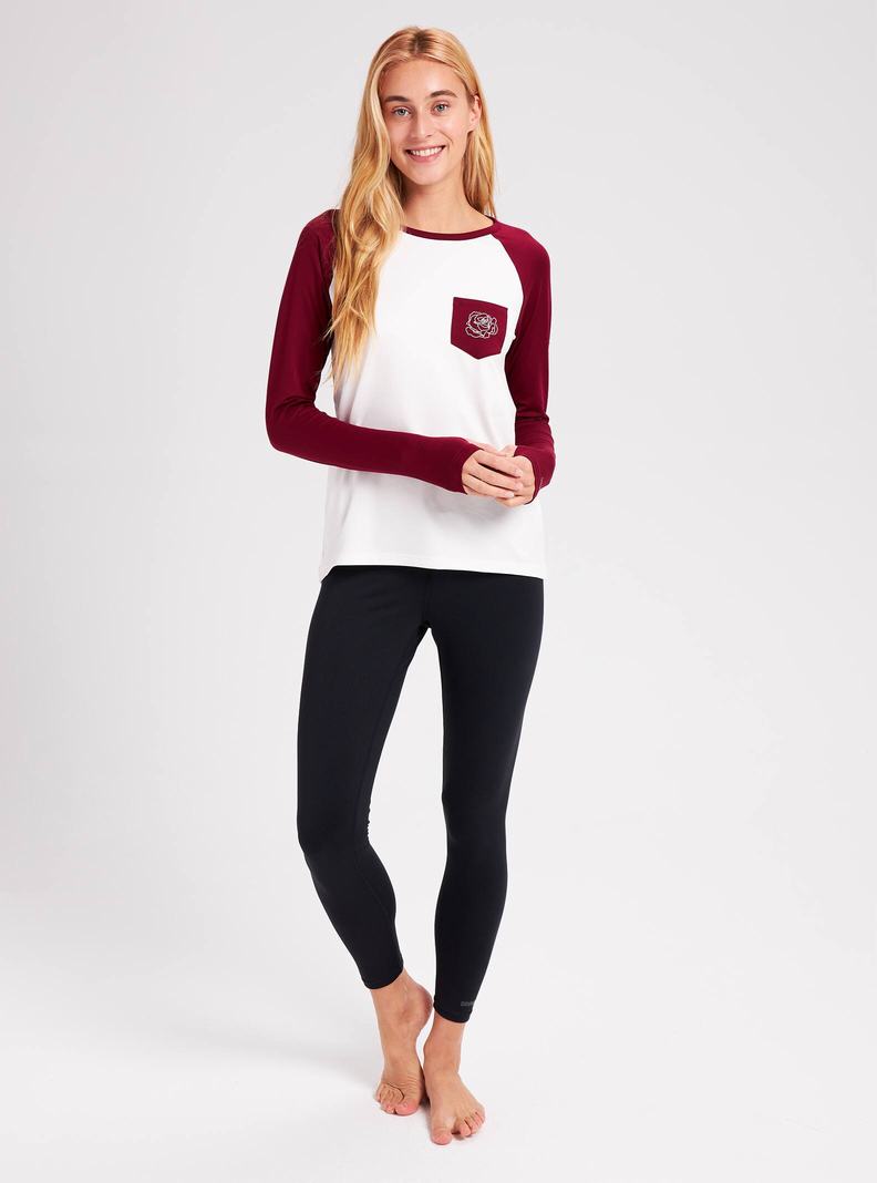 White / Red Burton Roadie Women's Base Layer Top | DFERUG692