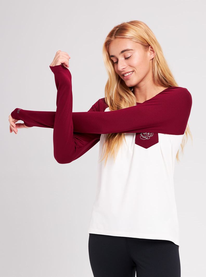 White / Red Burton Roadie Women's Base Layer Top | DFERUG692