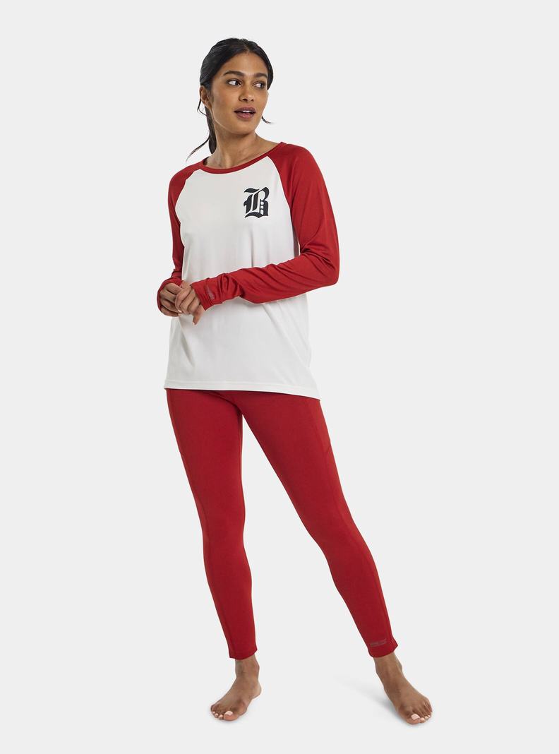 White / Red Burton Roadie Women's Base Layer Top | DQKYNH321