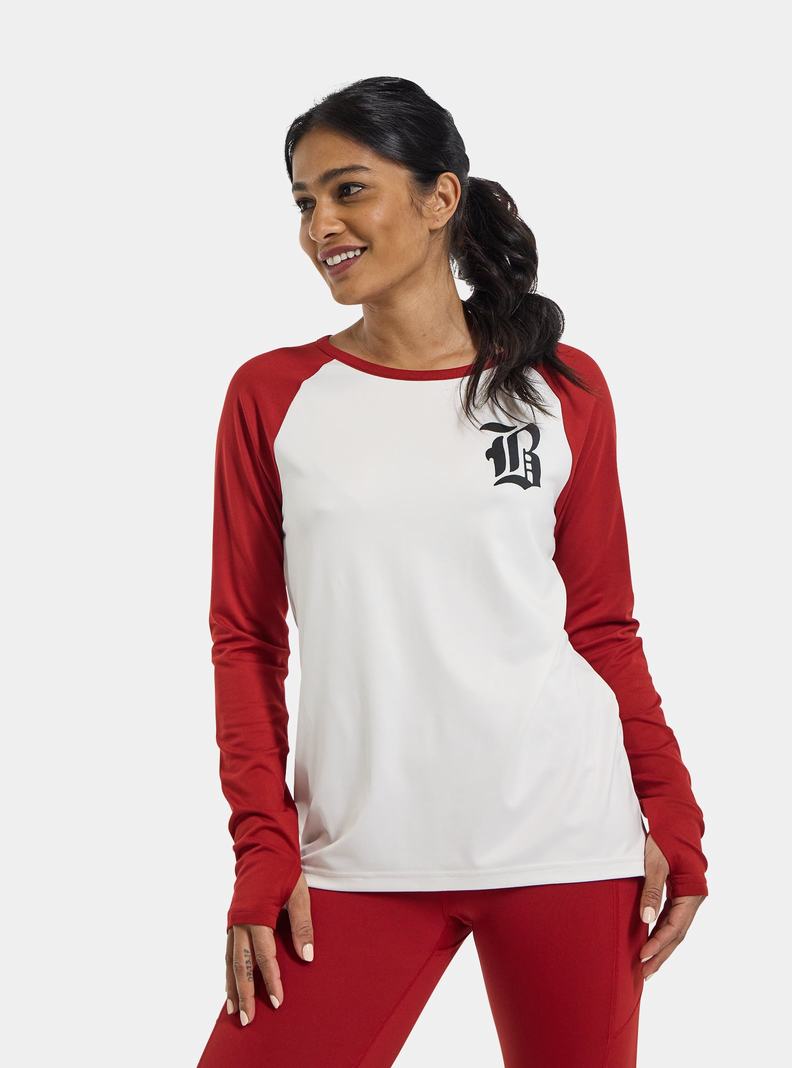 White / Red Burton Roadie Women's Base Layer Top | DQKYNH321